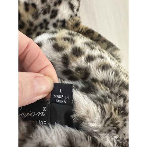 Cejon Accessories Inc Vest Faux Fur Leopard Print Mob Wife Full Front Zip Sz L - Picture 7 of 12